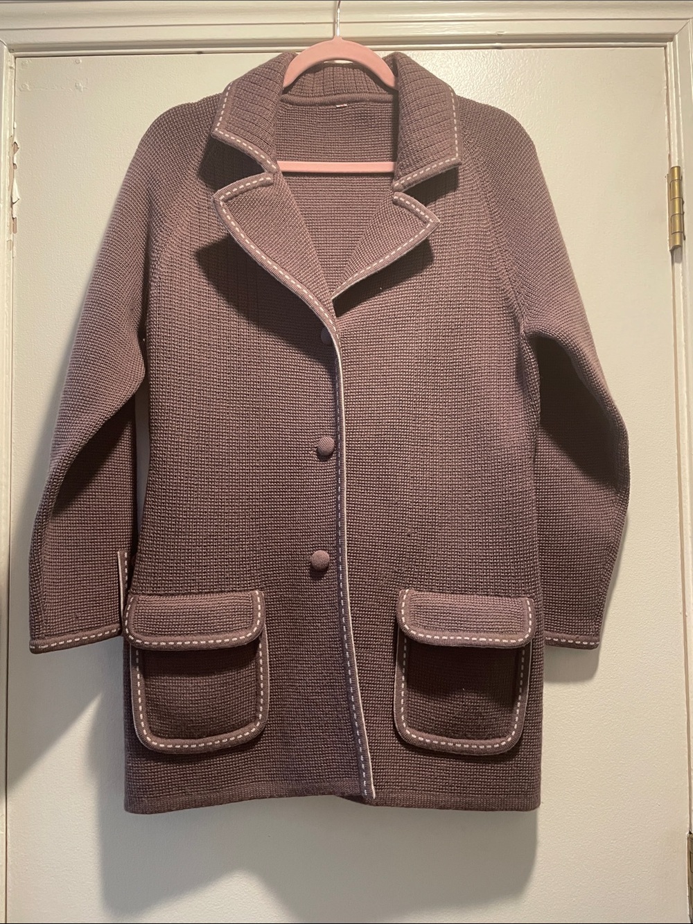 House of Chesworth Retro Dusty Mauve Knit Detail Jacket